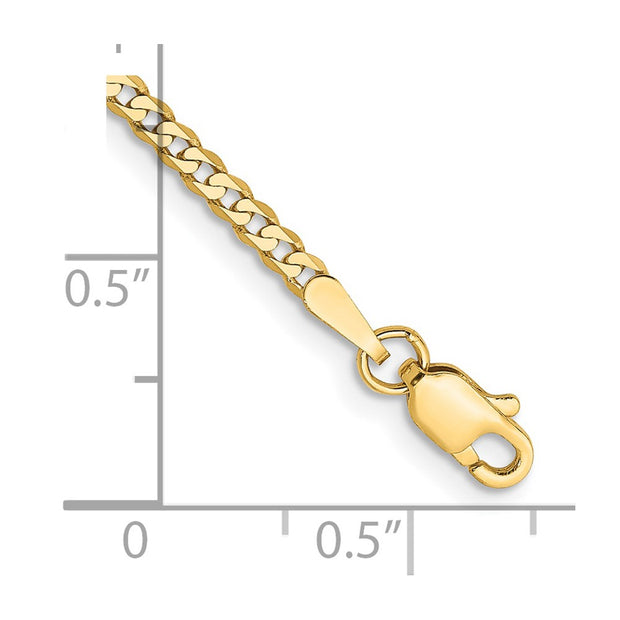 14K 2.2mm Flat Beveled Curb with Lobster Clasp Bracelet
