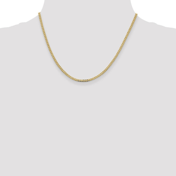 14K 2.3mm Flat Beveled Curb with Lobster Clasp Chain