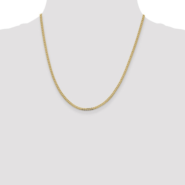 14K 2.3mm Flat Beveled Curb with Lobster Clasp Chain