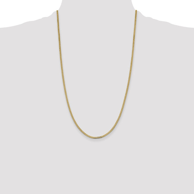 14K 2.3mm Flat Beveled Curb with Lobster Clasp Chain
