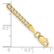 14K 2.3mm Flat Beveled Curb with Lobster Clasp Bracelet