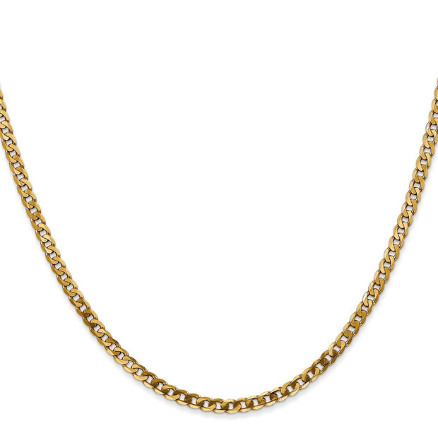 14K 2.9mm Flat Beveled Curb with Lobster Clasp Chain