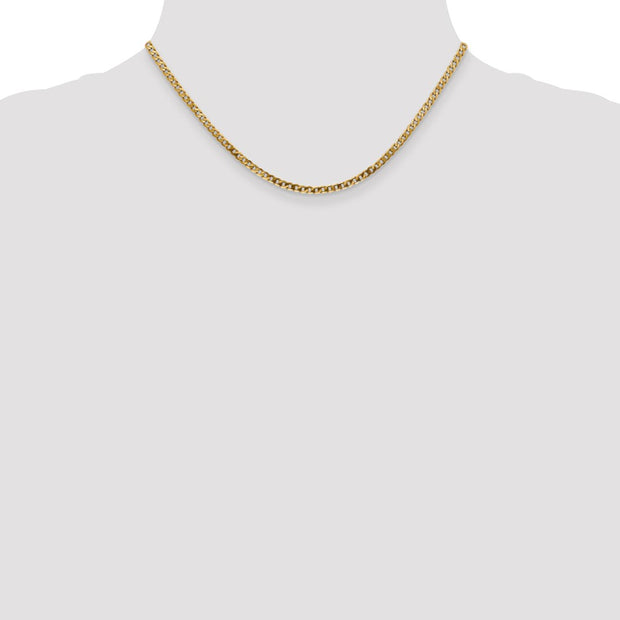 14K 2.9mm Flat Beveled Curb with Lobster Clasp Chain
