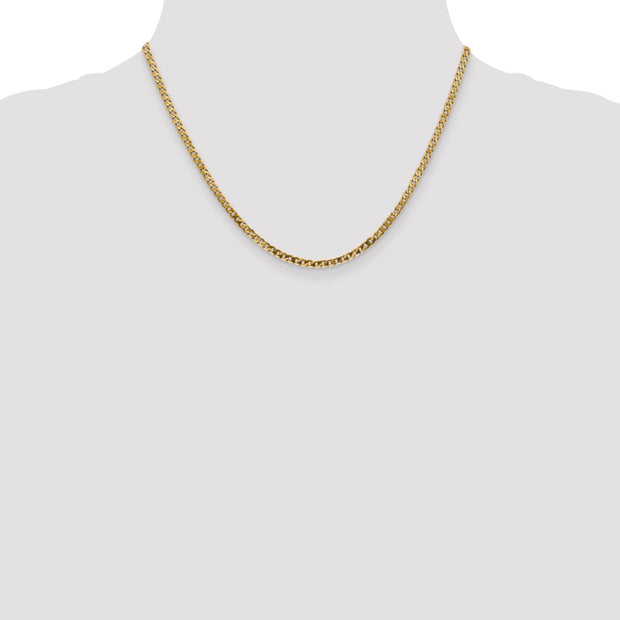 14K 2.9mm Flat Beveled Curb with Lobster Clasp Chain