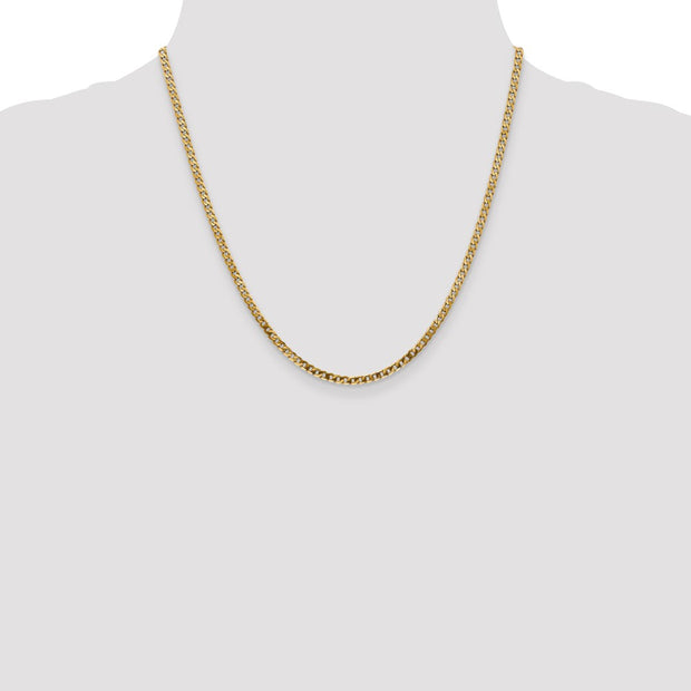 14K 2.9mm Flat Beveled Curb with Lobster Clasp Chain