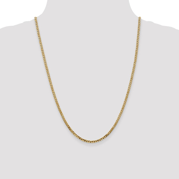 14K 2.9mm Flat Beveled Curb with Lobster Clasp Chain