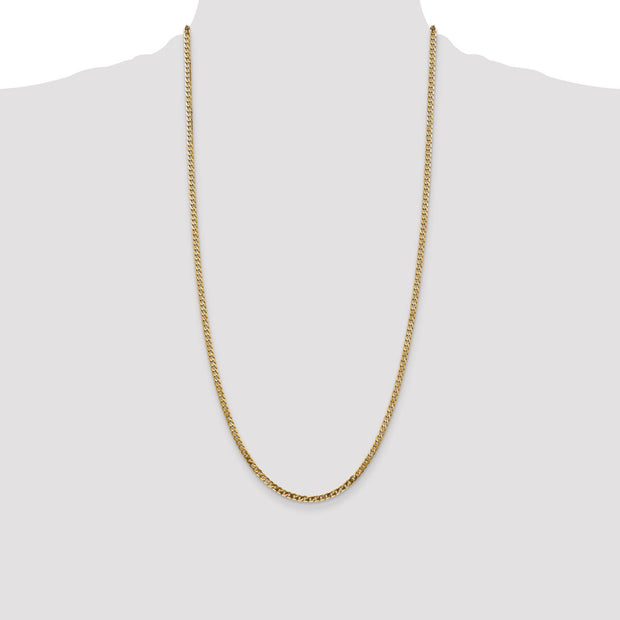 14K 2.9mm Flat Beveled Curb with Lobster Clasp Chain