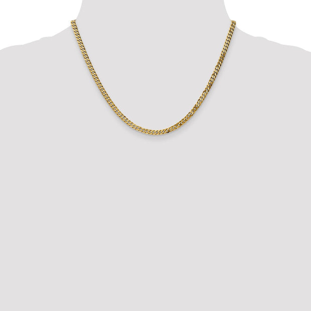 14K 3.9mm Flat Beveled Curb with Lobster Clasp Chain