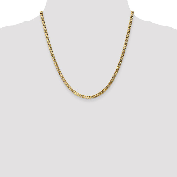 14K 3.9mm Flat Beveled Curb with Lobster Clasp Chain