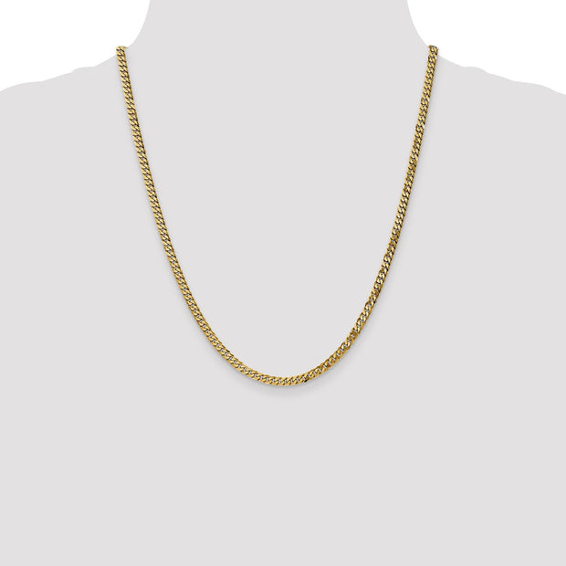 14K 3.9mm Flat Beveled Curb with Lobster Clasp Chain