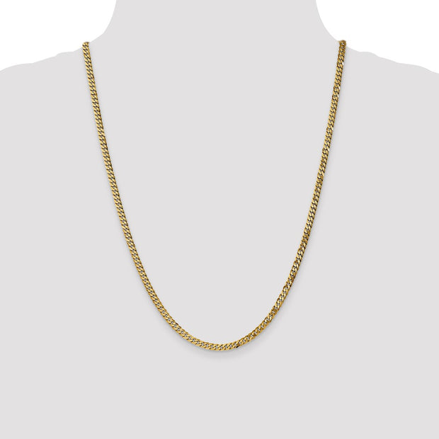 14K 3.9mm Flat Beveled Curb with Lobster Clasp Chain
