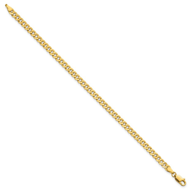 14K 3.9mm Flat Beveled Curb with Lobster Clasp Bracelet