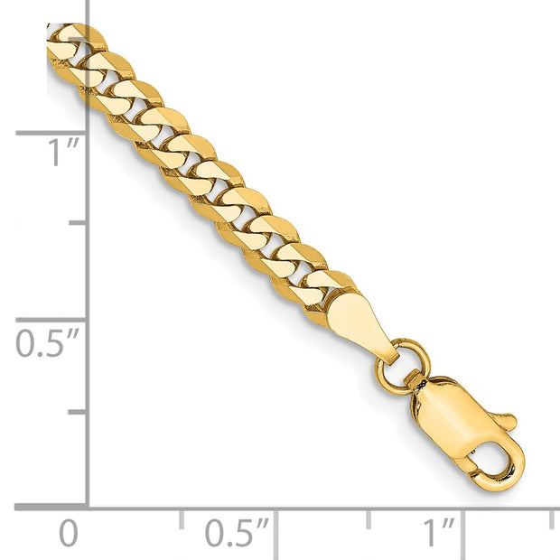 14K 3.9mm Flat Beveled Curb with Lobster Clasp Bracelet