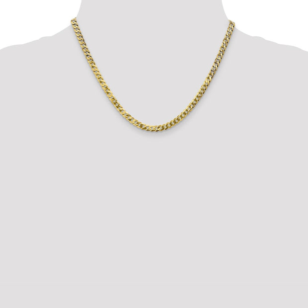 14K 4.75mm Flat Beveled Curb with Lobster Clasp Chain