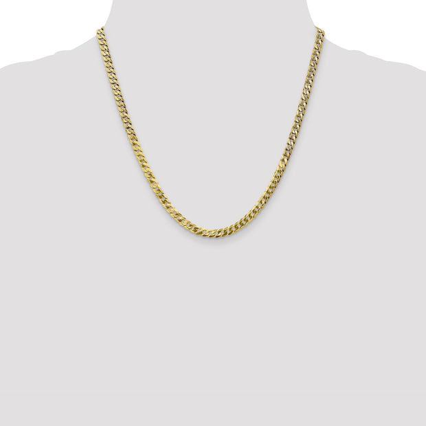 14K 4.75mm Flat Beveled Curb with Lobster Clasp Chain