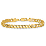 14K 5.75mm Flat Beveled Curb with Lobster Clasp Bracelet
