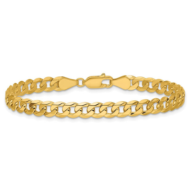 14K 5.75mm Flat Beveled Curb with Lobster Clasp Bracelet