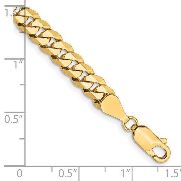 14K 5.75mm Flat Beveled Curb with Lobster Clasp Bracelet