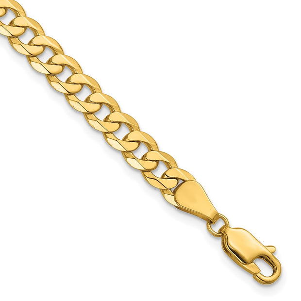 14K 5.75mm Flat Beveled Curb with Lobster Clasp Bracelet