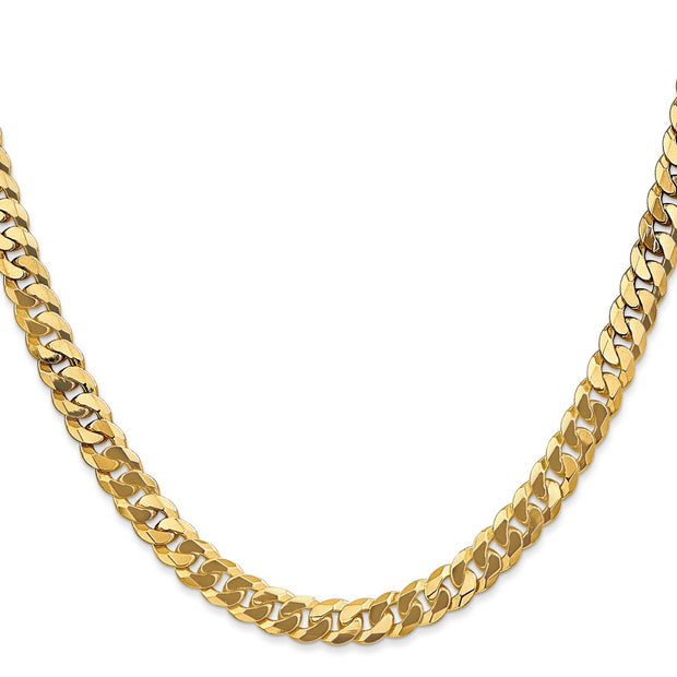 14K 6.25mm Flat Beveled Curb with Lobster Clasp Chain