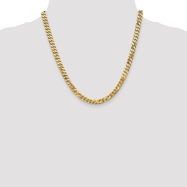 14K 6.25mm Flat Beveled Curb with Lobster Clasp Chain