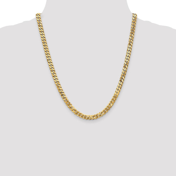 14K 6.25mm Flat Beveled Curb with Lobster Clasp Chain