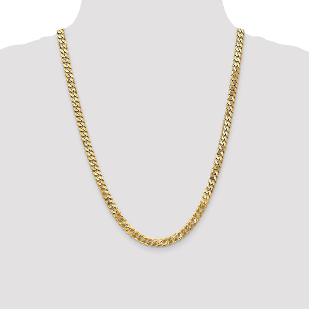 14K 6.25mm Flat Beveled Curb with Lobster Clasp Chain