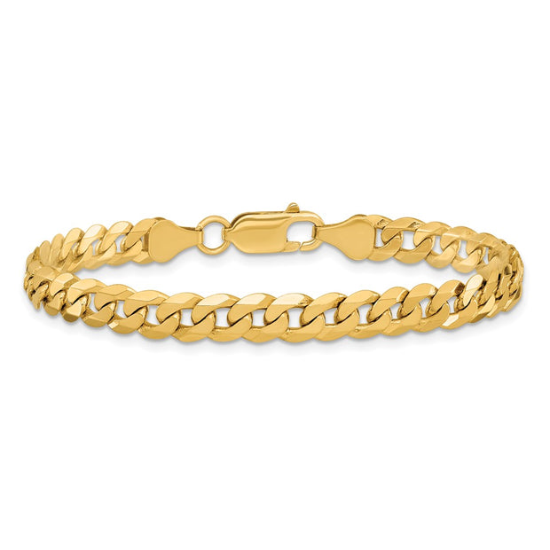 14K 6.25mm Flat Beveled Curb with Lobster Clasp Bracelet
