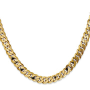 14K 7.25mm Flat Beveled Curb with Lobster Clasp Chain