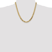 14K 7.25mm Flat Beveled Curb with Lobster Clasp Chain