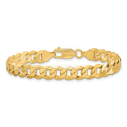 14K 7.25mm Flat Beveled Curb with Lobster Clasp Bracelet