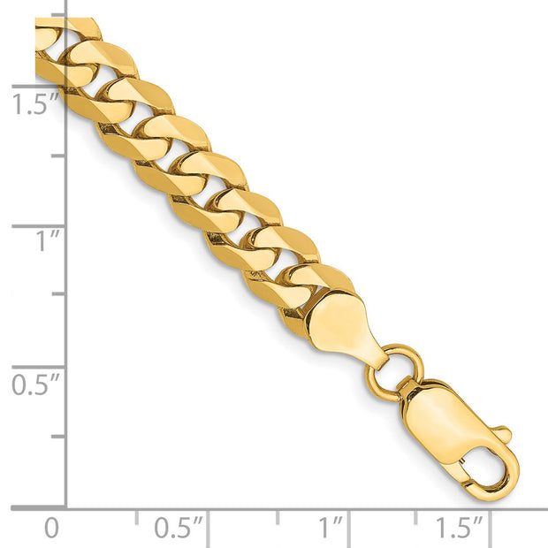 14K 7.25mm Flat Beveled Curb with Lobster Clasp Bracelet