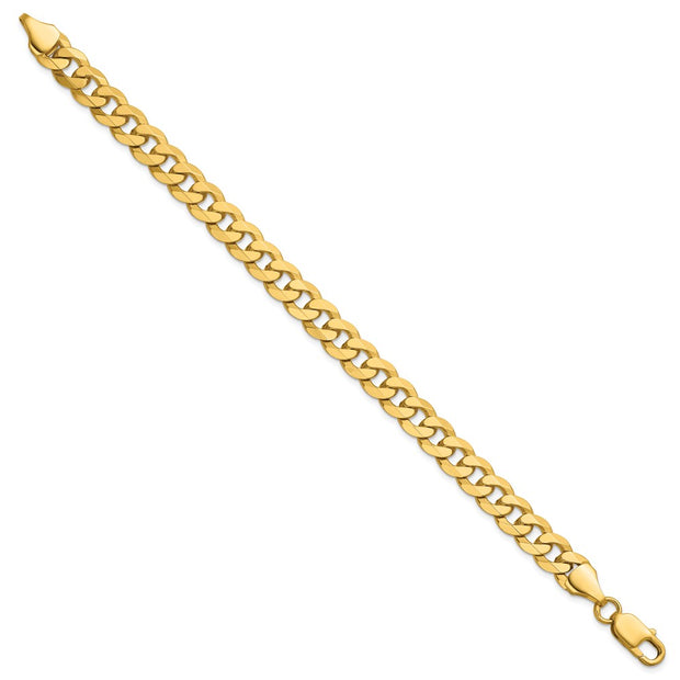 14K 8.5mm Flat Beveled Curb with Lobster Clasp Bracelet