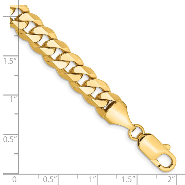 14K 8.5mm Flat Beveled Curb with Lobster Clasp Bracelet