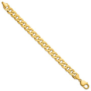 14K 9.5mm Flat Beveled Curb with Lobster Clasp Bracelet