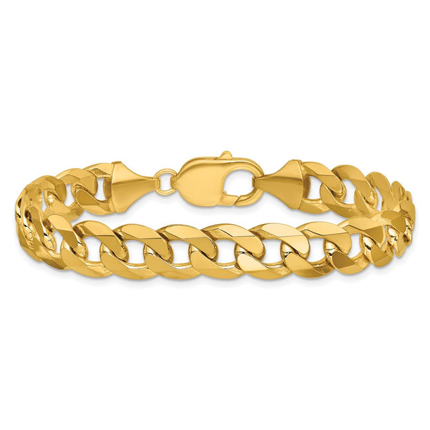 14K 9.5mm Flat Beveled Curb with Lobster Clasp Bracelet
