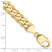 14K 9.5mm Flat Beveled Curb with Lobster Clasp Bracelet