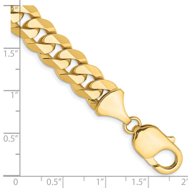14K 9.5mm Flat Beveled Curb with Lobster Clasp Bracelet