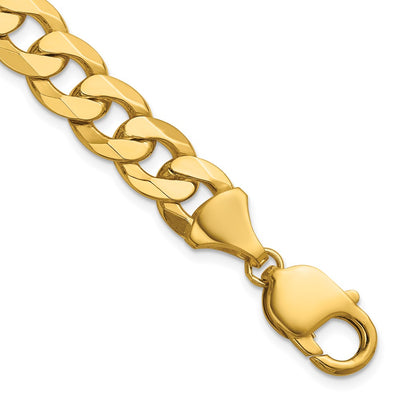 14K 9.5mm Flat Beveled Curb with Lobster Clasp Bracelet