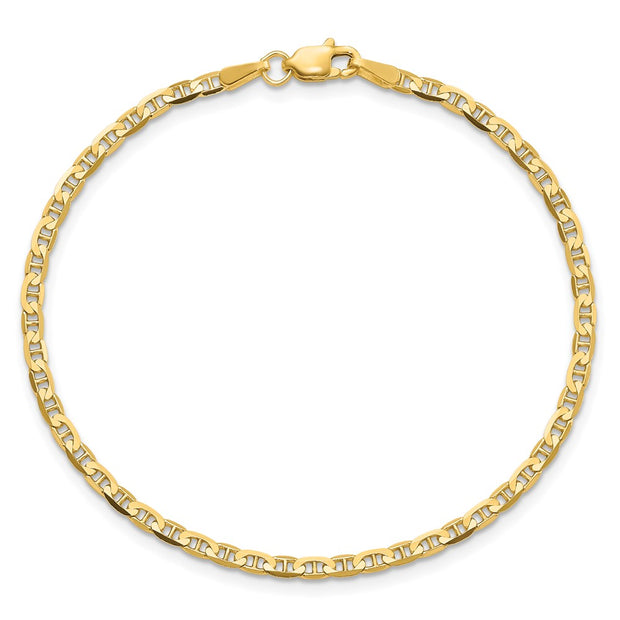 14K 2.4mm Concave Anchor with Lobster Clasp Chain