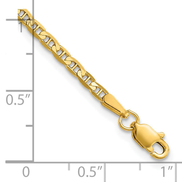 14K 2.4mm Concave Anchor with Lobster Clasp Chain