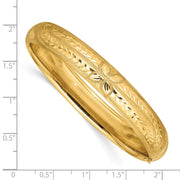 14k 7/16 Florentine Engraved Hinged Round Bangle Bracelet
