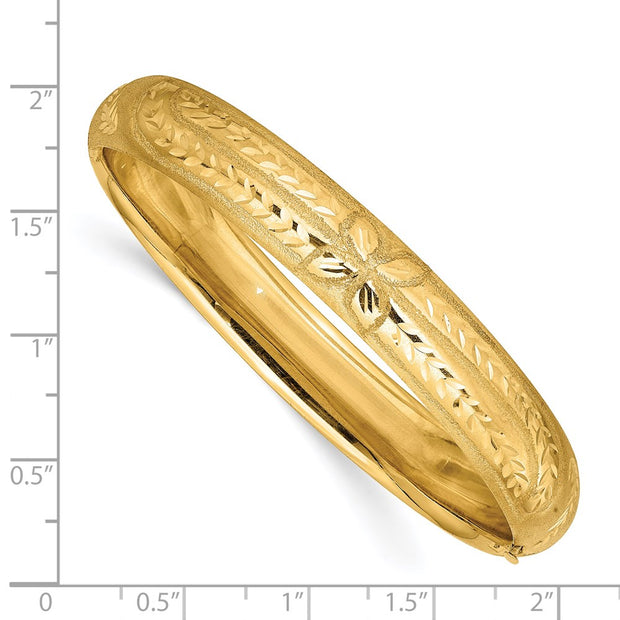 14k 7/16 Florentine Engraved Hinged Round Bangle Bracelet
