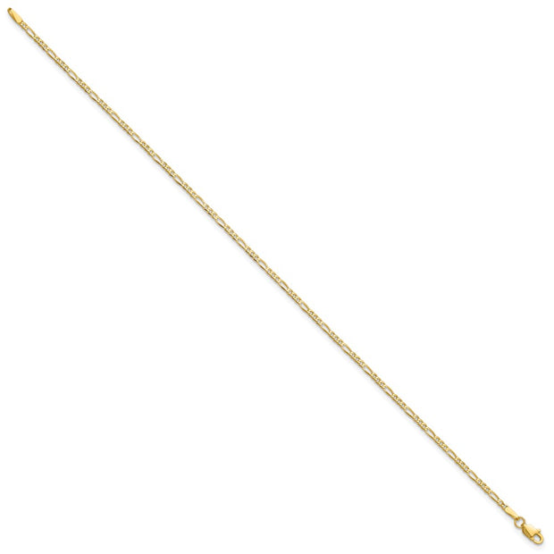 14K 1.8mm Flat Figaro with Lobster Clasp Bracelet