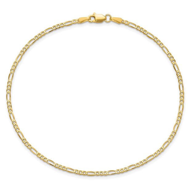 14K 1.8mm Flat Figaro with Lobster Clasp Bracelet