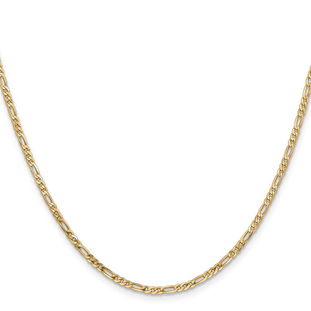 14K 2.25mm Flat Figaro with Lobster Clasp Chain