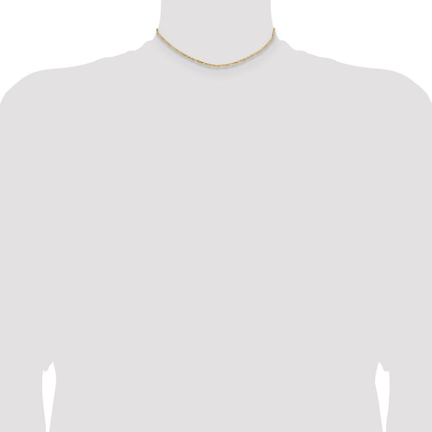 14K 2.25mm Flat Figaro with Lobster Clasp Chain