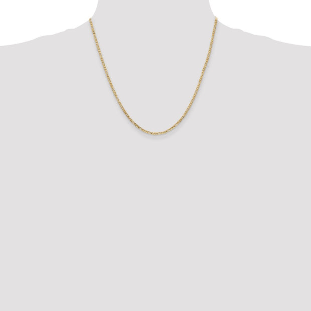 14K 2.25mm Flat Figaro with Lobster Clasp Chain