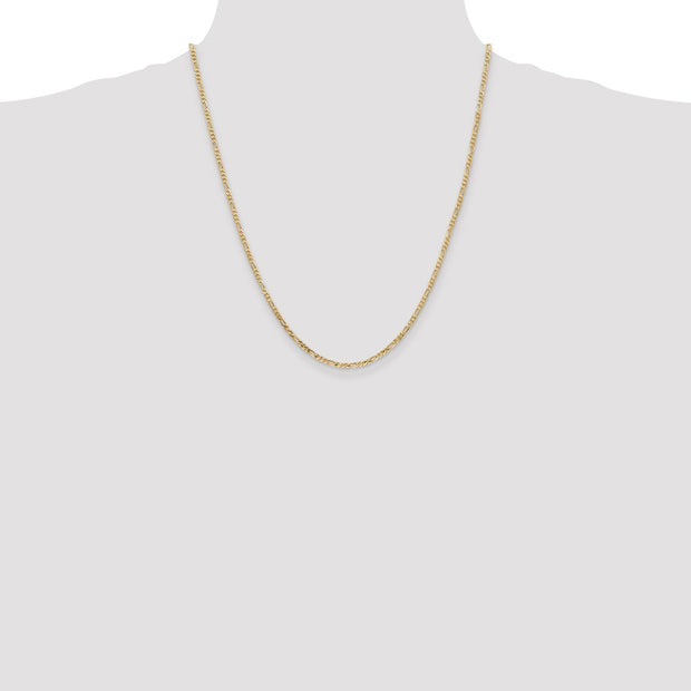 14K 2.25mm Flat Figaro with Lobster Clasp Chain