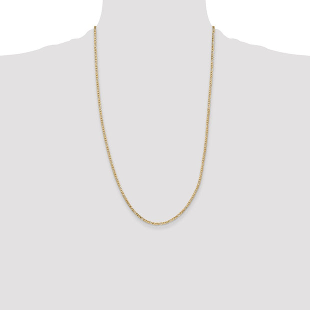 14K 2.25mm Flat Figaro with Lobster Clasp Chain